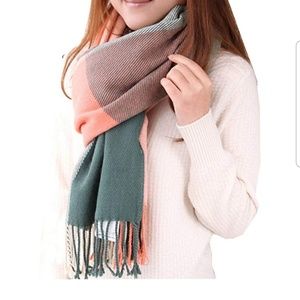 Pink and green plaid scarf